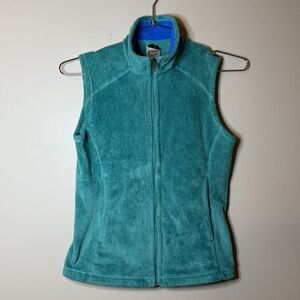 Patagonia women’s xs teal blue synchilla fleece vest hiking outdoors running